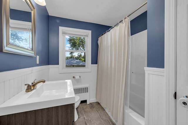 1 Walter St, Worcester, MA 01609 - full bath featuring radiator, wainscoting, shower / tub combo, and vanity