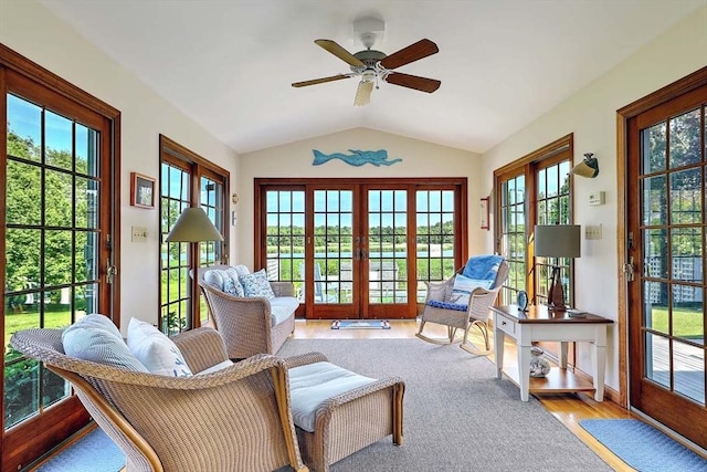 47 Fallon Dr, Westport, MA 02790 - sunroom / solarium featuring french doors, vaulted ceiling, and wood finished floors