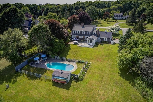 47 Fallon Dr, Westport, MA 02790 - view from above of property with a pool and a forest