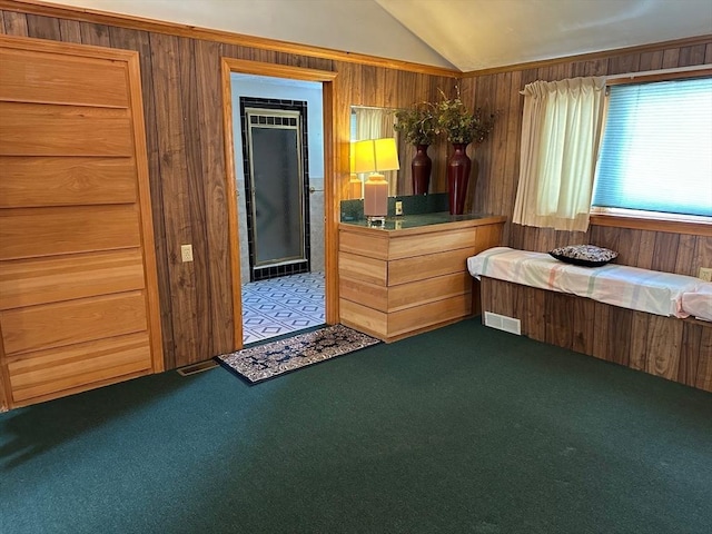 211 Stevens St, Marlborough, MA 01752 - bathroom with vaulted ceiling and wooden walls