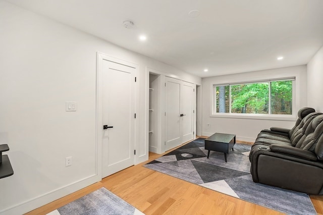 living room with hardwood / wood-style flooring