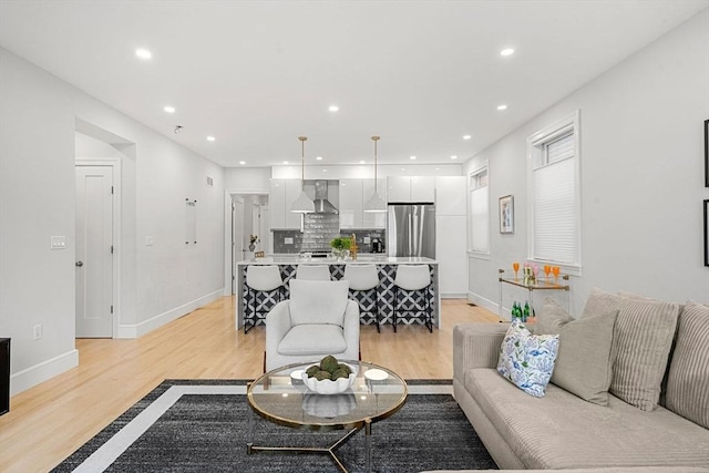 living room featuring light hardwood / wood-style floors