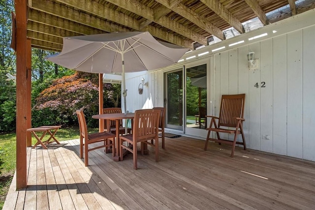 42 Beechwood Dr, Mashpee, MA 02649 - wooden terrace featuring outdoor dining space