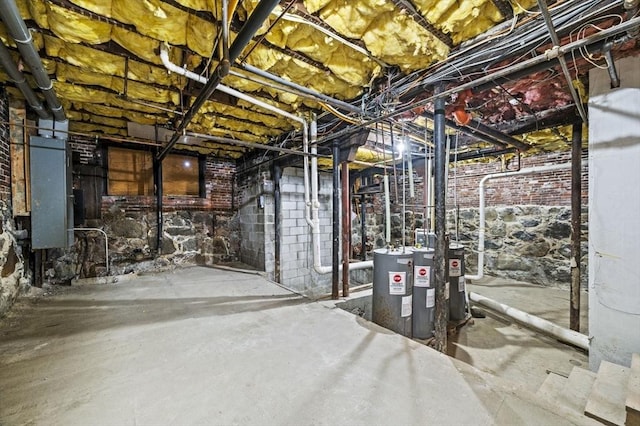 basement with water heater