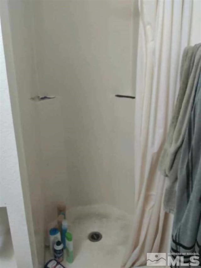 bathroom featuring a shower with curtain