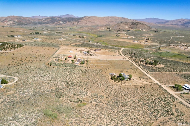 bird's eye view featuring a mountain view and a rural view