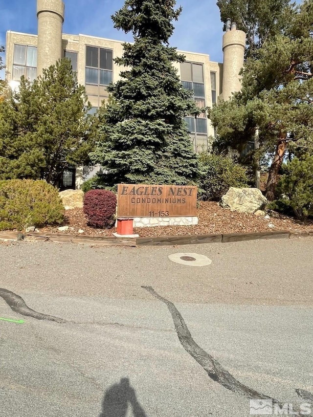 view of community sign