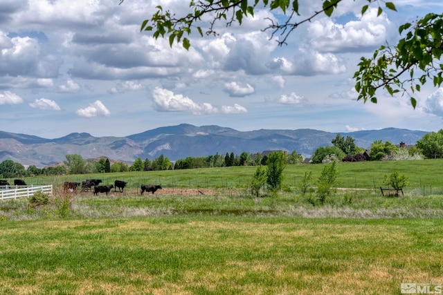 view of mountain feature with a rural view