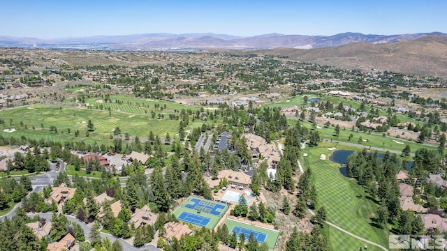 bird's eye view with a mountain view