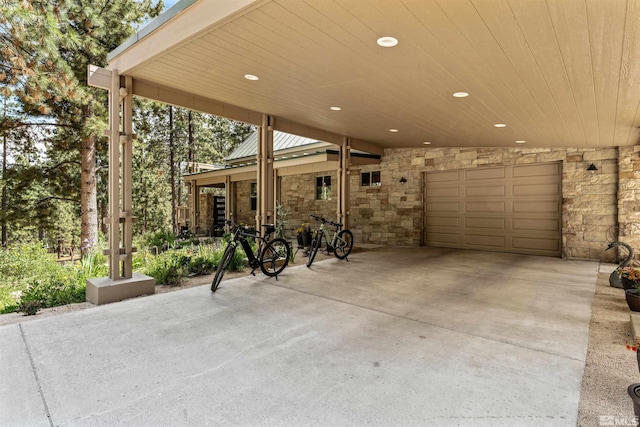 view of terrace featuring a garage