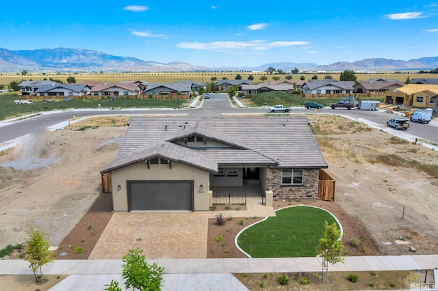 exterior space featuring a mountain view