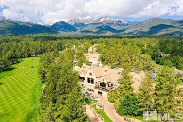 drone / aerial view with a mountain view