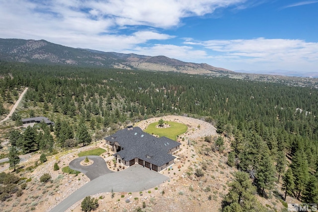 aerial view with a mountain view