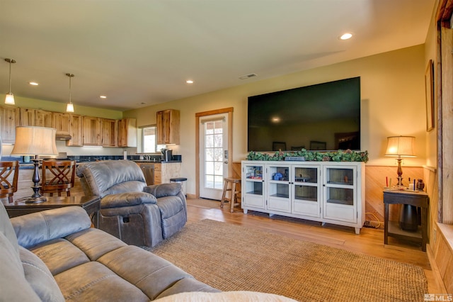 living room featuring light hardwood / wood-style flooring