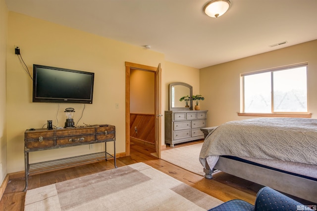 bedroom featuring light wood-type flooring