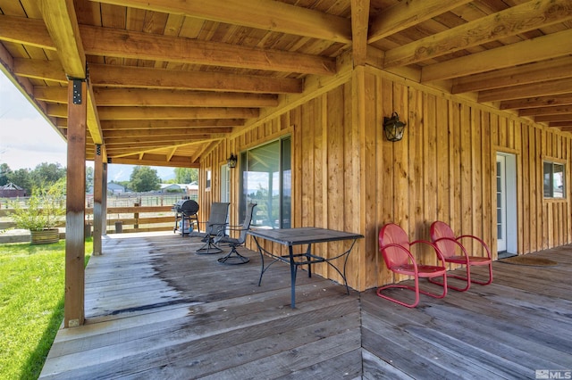 wooden deck with area for grilling