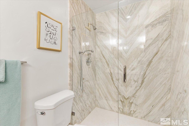 bathroom with toilet and tiled shower