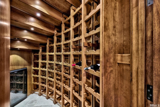 wine cellar with light tile floors