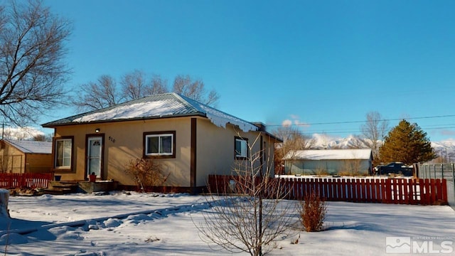 view of snow covered exterior