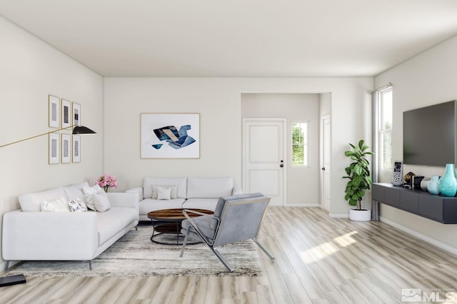 living room featuring light wood-type flooring