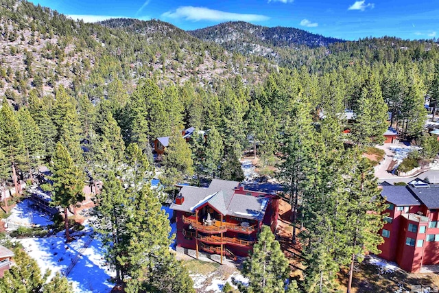 drone / aerial view featuring a mountain view