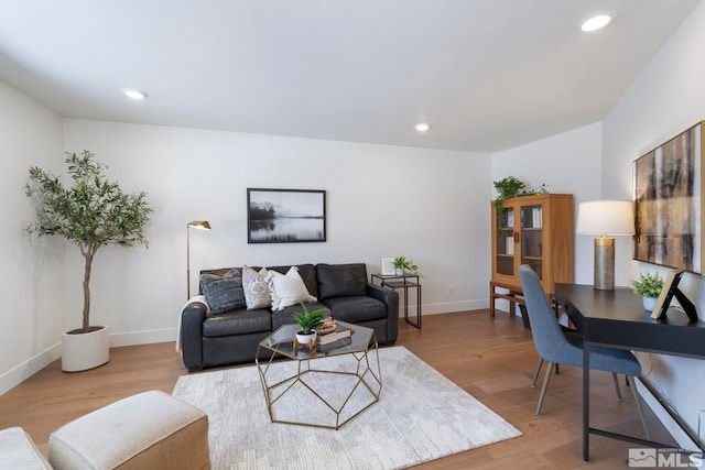 living room with light wood-type flooring