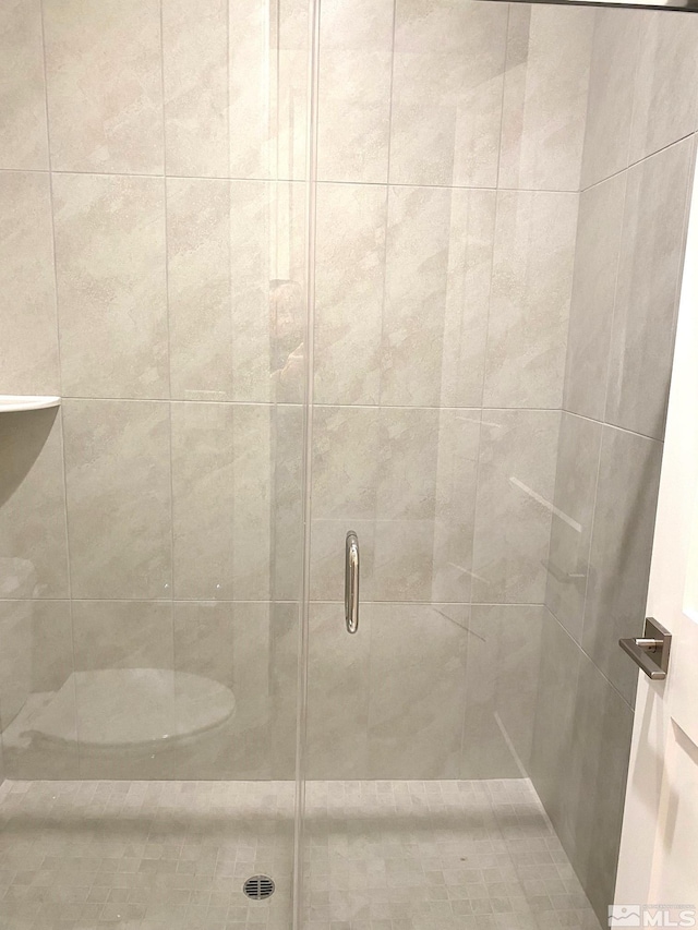 bathroom with a shower stall