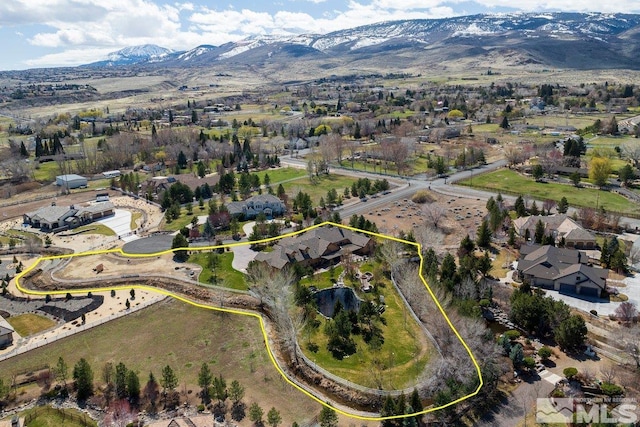 aerial view featuring a mountain view