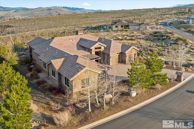 bird's eye view featuring a mountain view