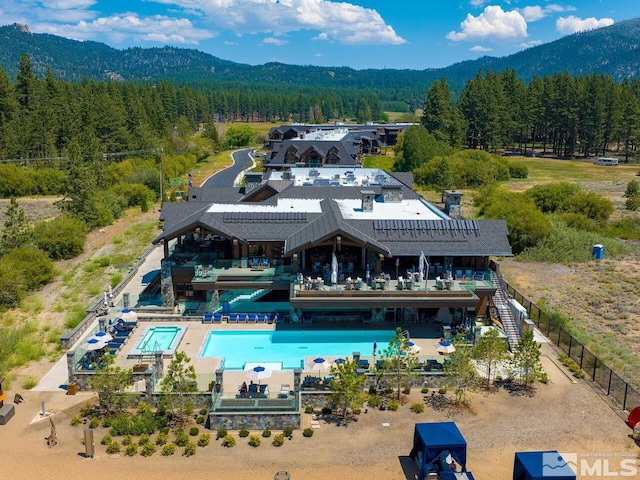 aerial view featuring a mountain view