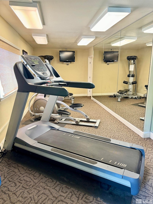 workout area with carpet