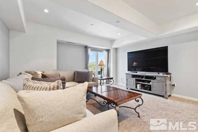 living room with carpet floors