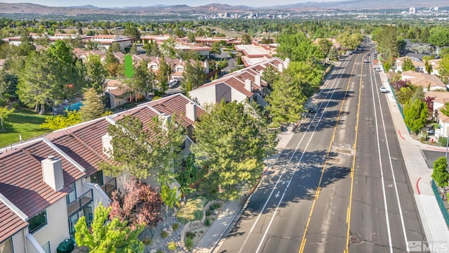 bird's eye view with a mountain view