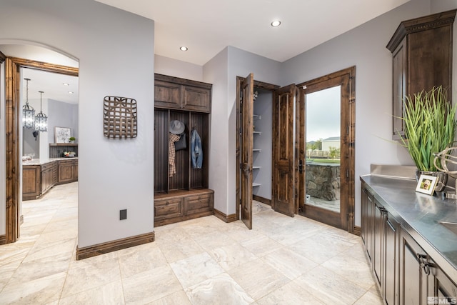 bathroom with vanity and tile floors