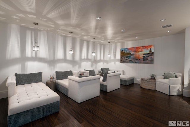 living room featuring dark hardwood / wood-style floors