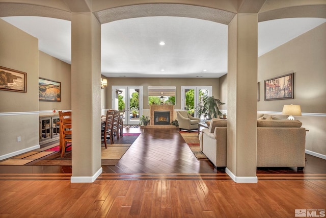 living room with wood-type flooring