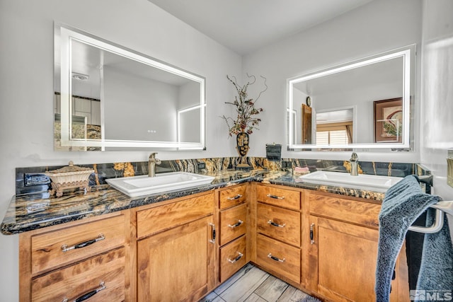 bathroom with double vanity