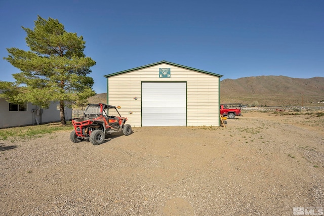 garage with a mountain view