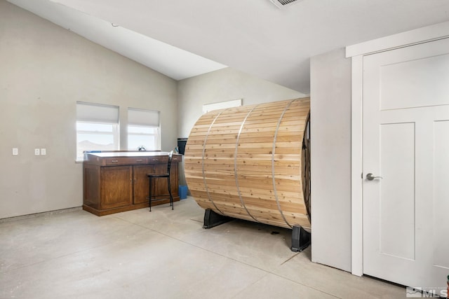 interior space featuring lofted ceiling