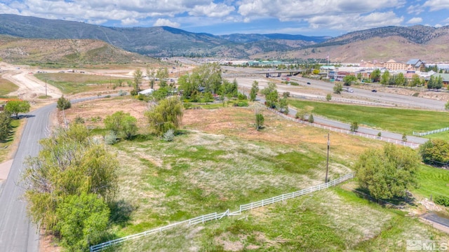 birds eye view of property with a mountain view