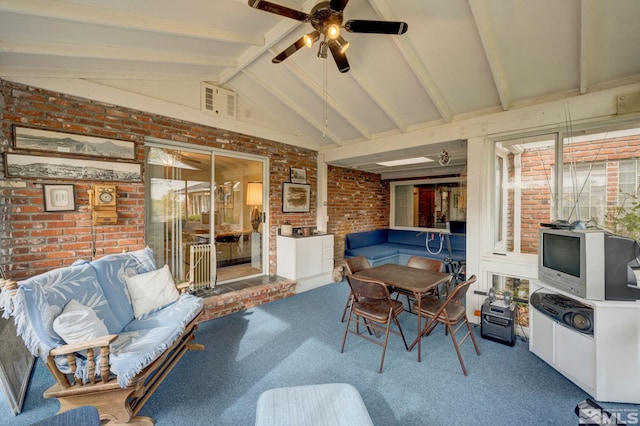 interior space featuring ceiling fan