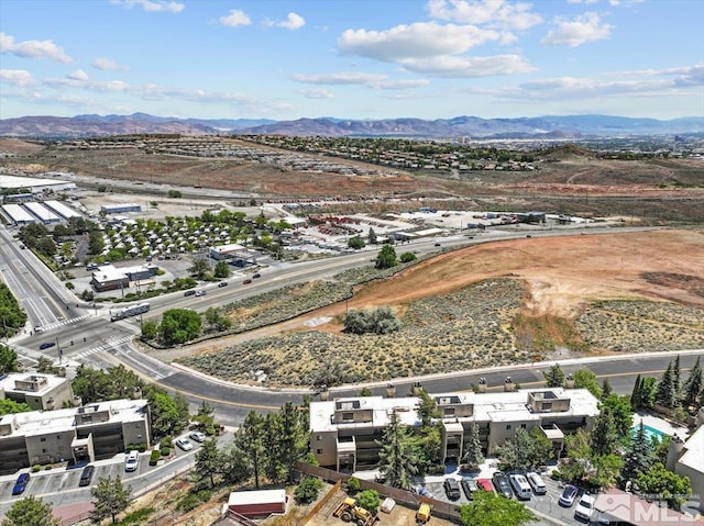 bird's eye view with a mountain view