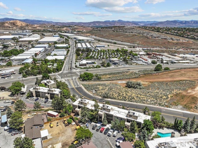 aerial view with a mountain view