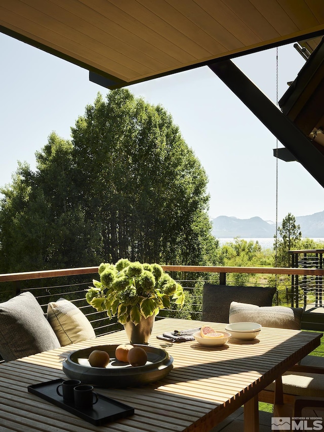 balcony with a mountain view