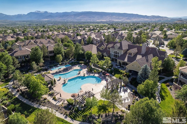 drone / aerial view with a mountain view