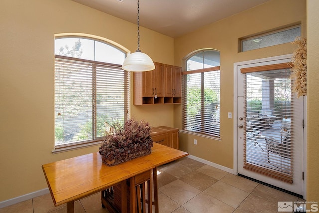 tiled dining space featuring a wealth of natural light