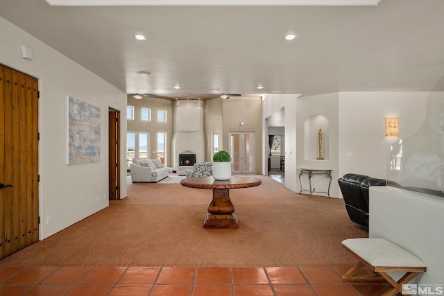 view of tiled living room