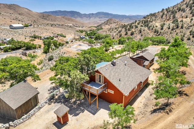 drone / aerial view with a mountain view