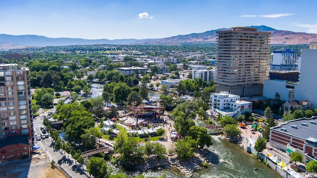 drone / aerial view with a mountain view