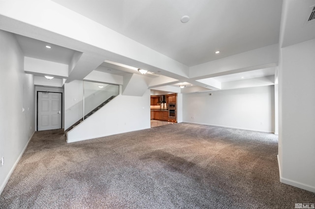 basement featuring carpet floors